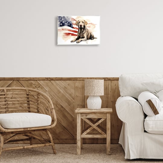 Stupell Industries Patriotic Dog with Flag Wall Plaque Art